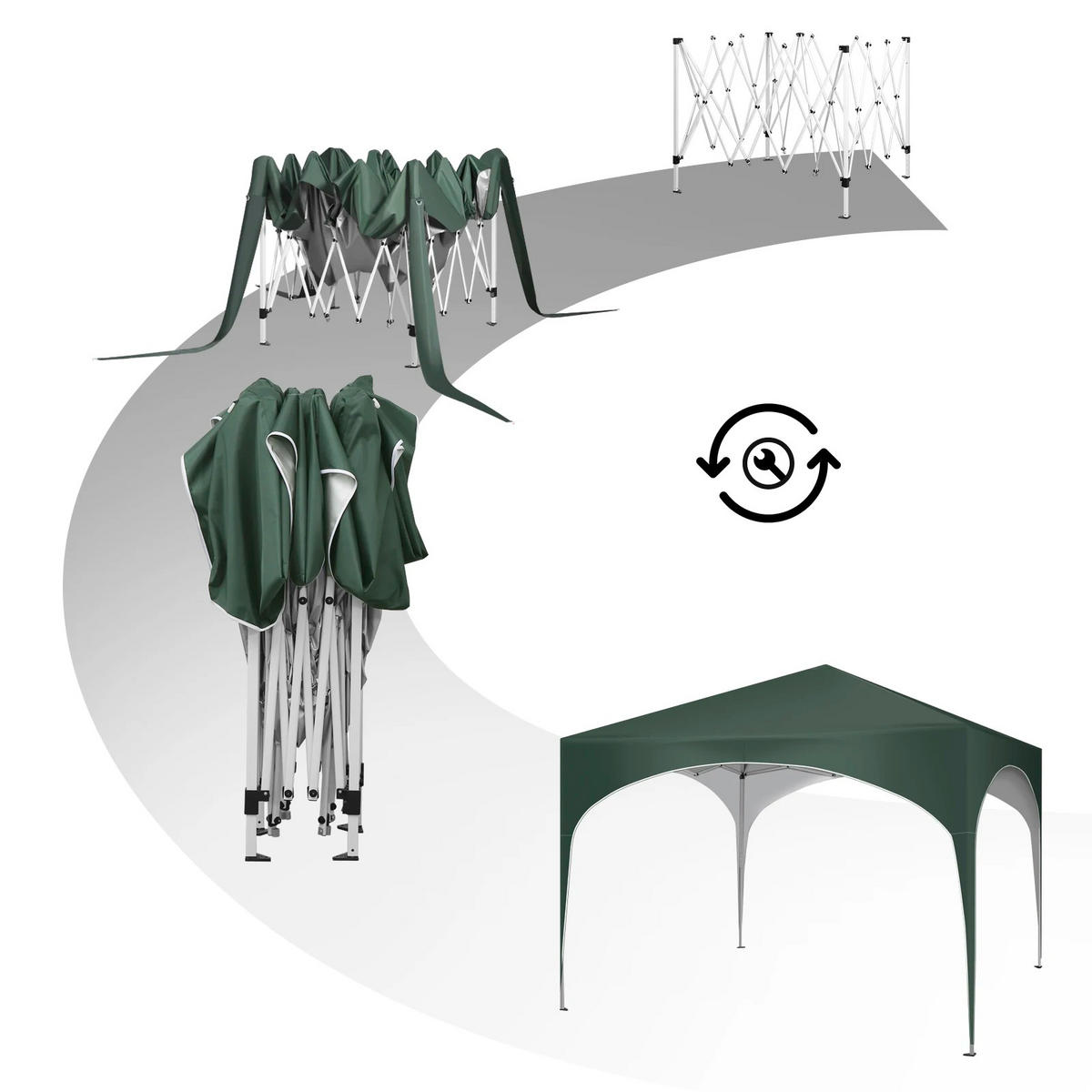 GARTENPAVILLON 3x3 m Metall+Oxford, Grün - Grün, Metall (300/260/300cm) - Kaket