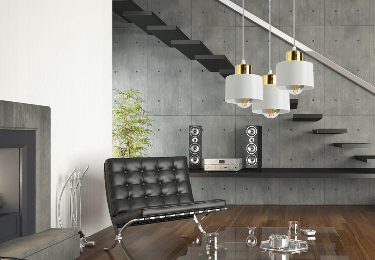 PENDELLEUCHTE Roller - Goldfarben/Weiß, Metall (30/30/70cm) - kiki design