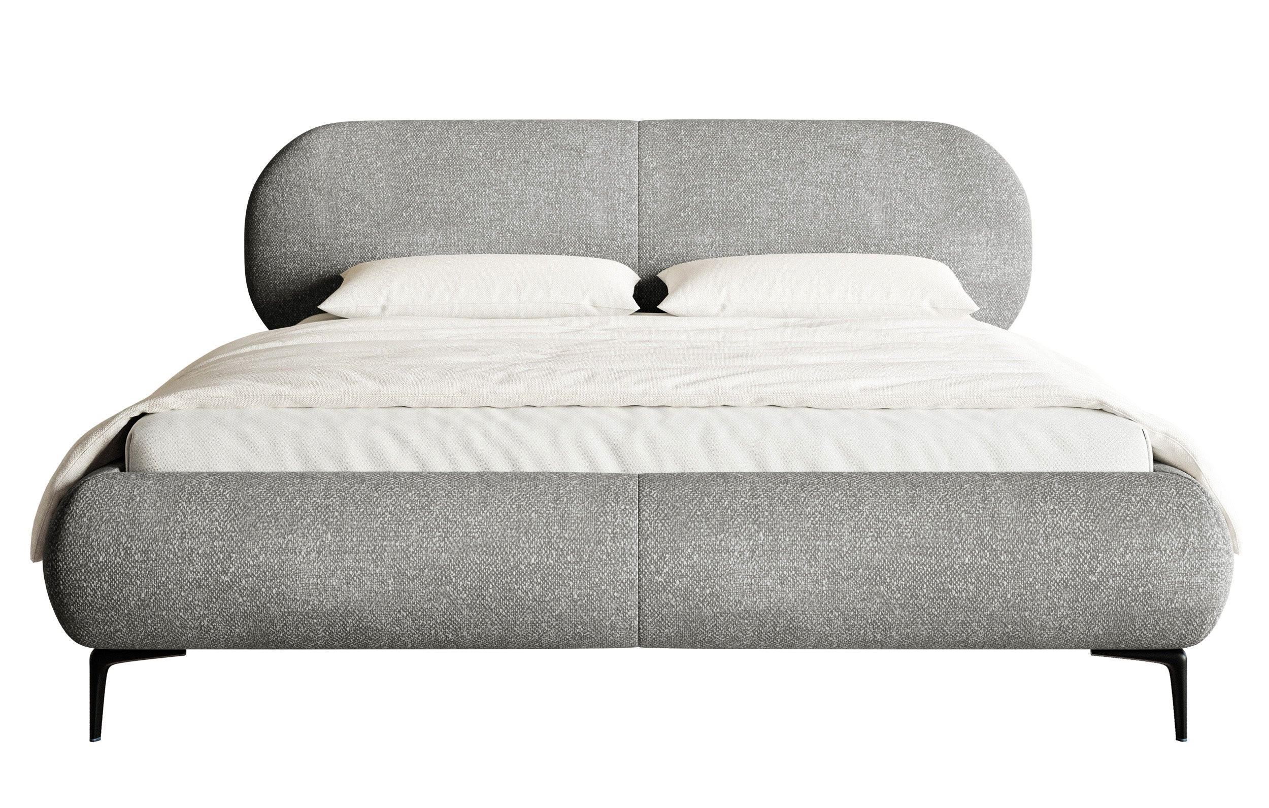 POLSTERBETT Ovalle Grau mit schwarzen Metallbeinen 160 cm - Schwarz/Grau, Textil/Metall (160/200cm) - Selsey