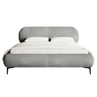 POLSTERBETT Ovalle Grau mit schwarzen Metallbeinen 180 cm - Schwarz/Grau, Textil/Metall (180/200cm) - Selsey
