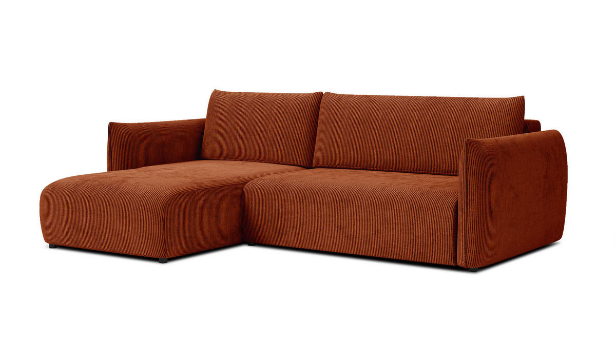 ECKSOFA TAUER 3-Sitzer rechts, orange - Schwarz/Orange, Holz/Textil (248/173cm) - Courtois Laville