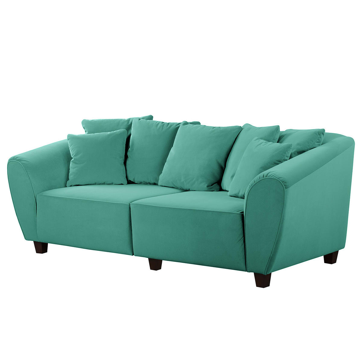 BIGSOFA - Türkis/Braun, Holz/Textil (250/80/125cm) - home24