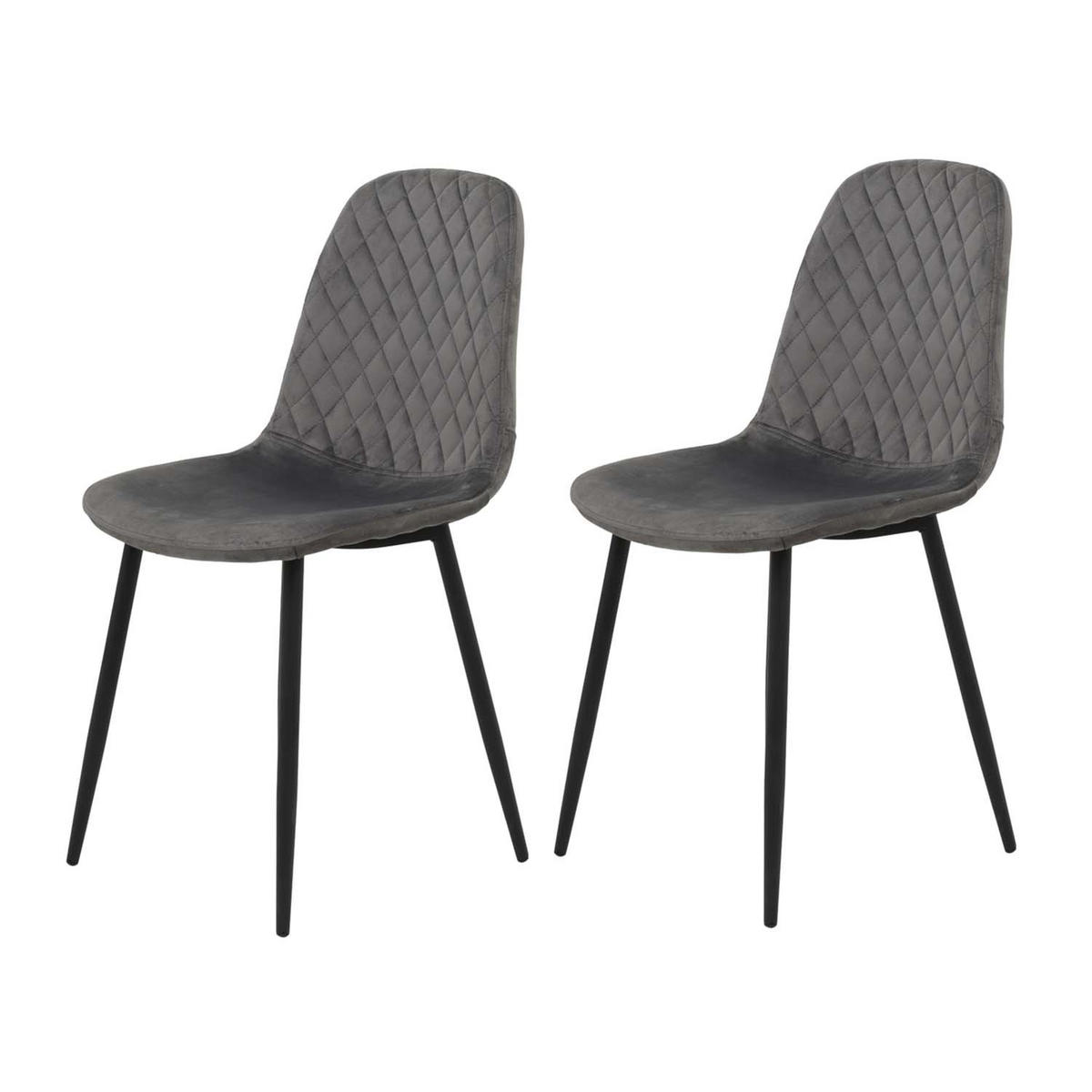 SCHALENSTUHL-SET 2 Stück Mira - Samtvelour Grau - Schwarz/Grau, Textil/Metall (44/89/53.5cm) - Hela Vertriebs GmbH
