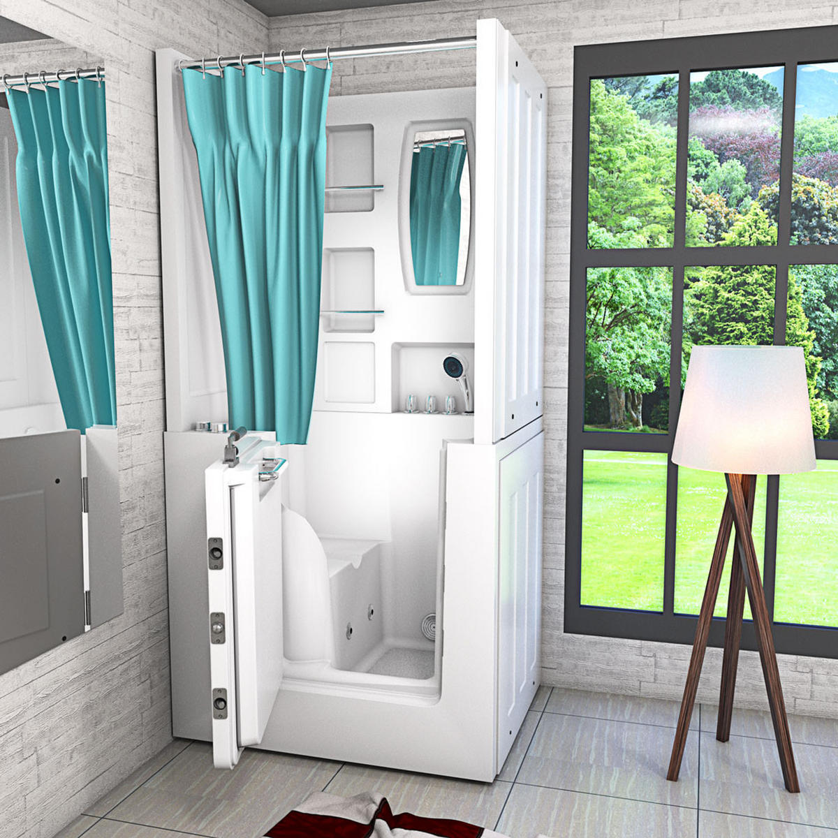 DUSCHE Whirlpool mit Tür S02D-WP-TH-A-L - Weiß, Glas/Kunststoff (78/100/205cm) - AcquaVapore by Sandra Jentho