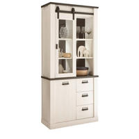VITRINE weiß Pinie, anthrazit, Landhaus, Vitrinenschrank 93 x 201 cm - Anthrazit/Weiß, Holzwerkstoff/Metall (93/201/38cm) - Furn.Design