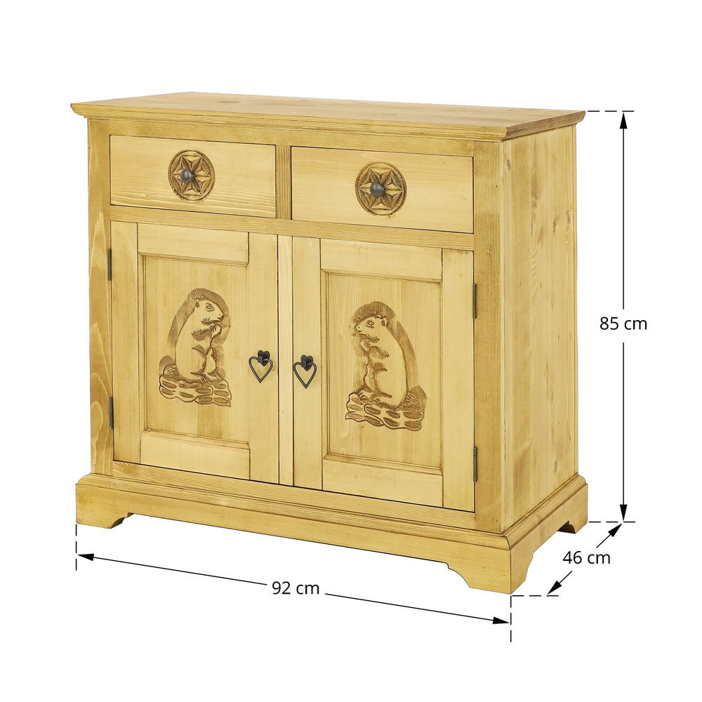 Thumbnail - Seart Kommode, Honig, Holz, Echtholz,Fichte, 2 Schubladen, 92x85x46 cm, Wohnzimmer, Kommoden & Sideboards, Kommoden