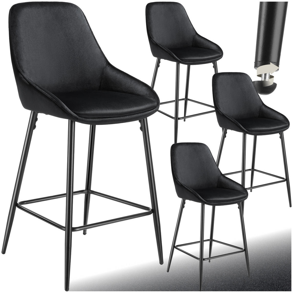 THEKENSTUHL Siera,49 x 54 x 100 cm, Belastbarkeit 120 kg,Samtoptik schwarz/schwarz - Schwarz/Samtahornfarben, Kunststoff (49/100/54cm) - tectake