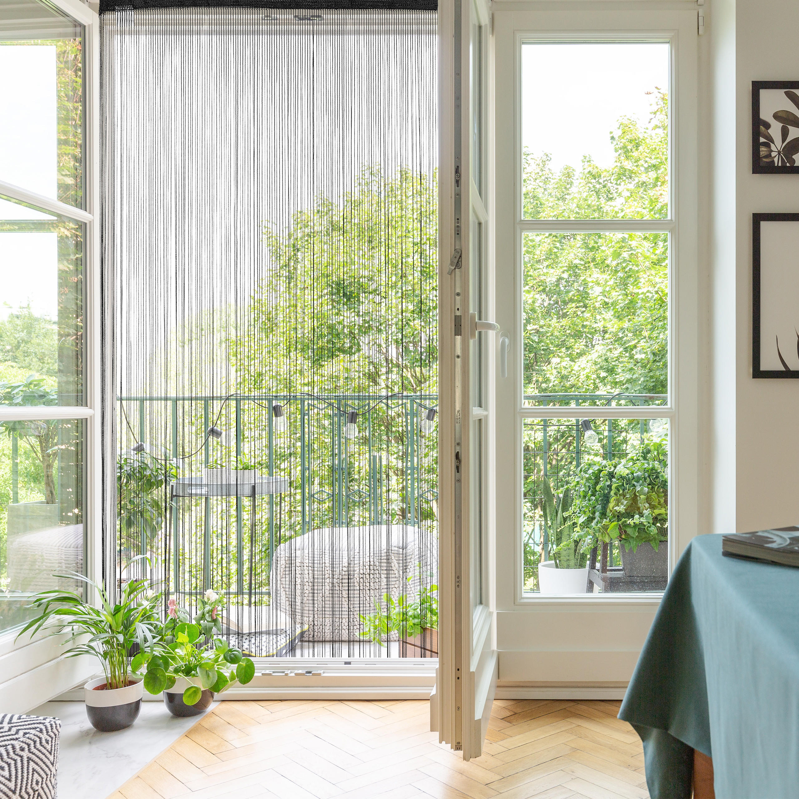 FADENVORHANG - Schwarz, Textil (145/245/0.1cm) - Relaxdays