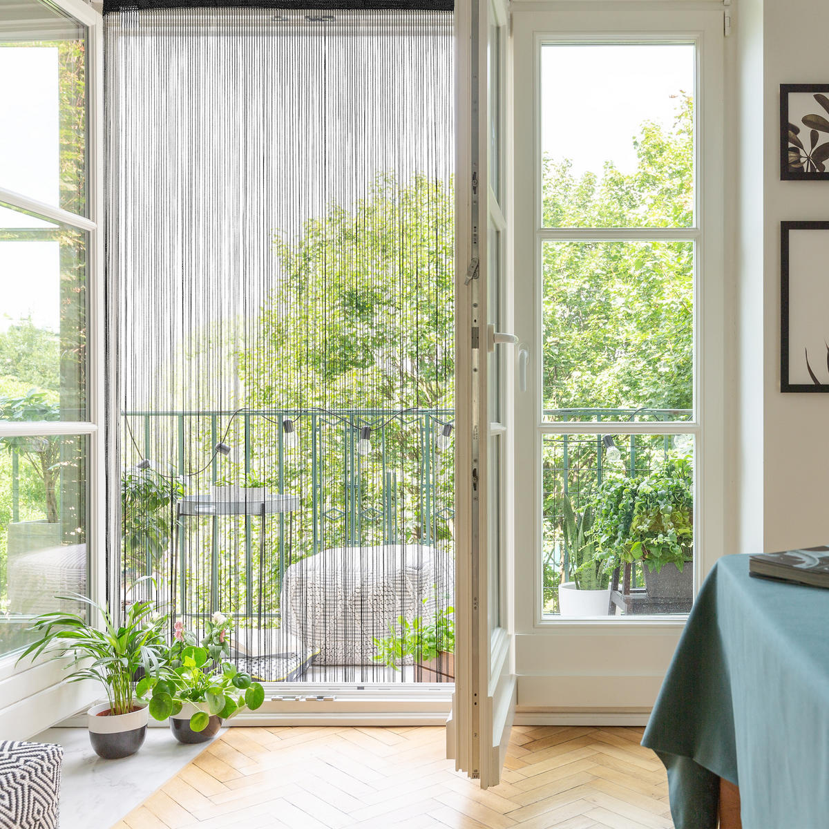 FADENVORHANG - Schwarz, Textil (145/245/0.1cm) - Relaxdays