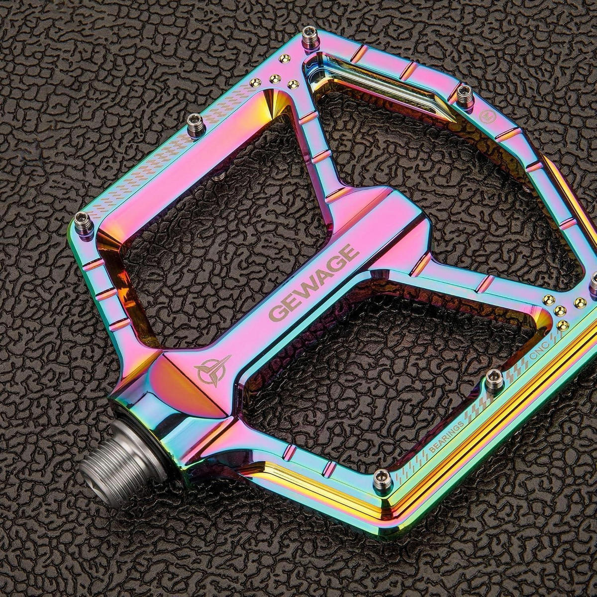 FAHRRADPEDALE CNC-Aluminium Rainbow Glossy 14 Pins - Multicolor, Metall (11/1.5/12cm)