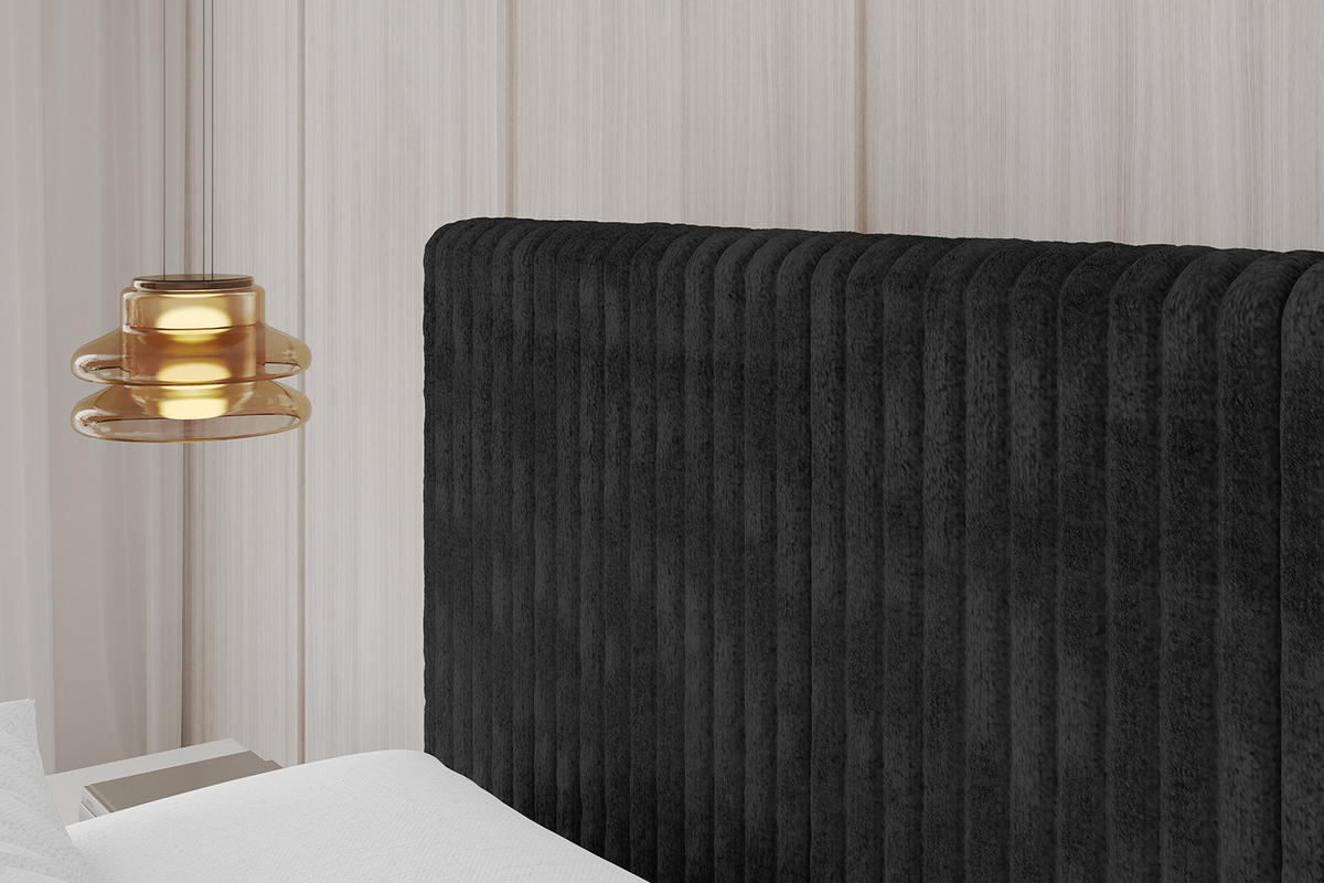 POLSTERBETT mit Bettkasten und Lattenrost, Bett mit Matratze H3/H4 - ALOVA-V1 120x200 Schwarz - Schwarz, Holzwerkstoff/Textil (120/200cm) - ALTDECOR