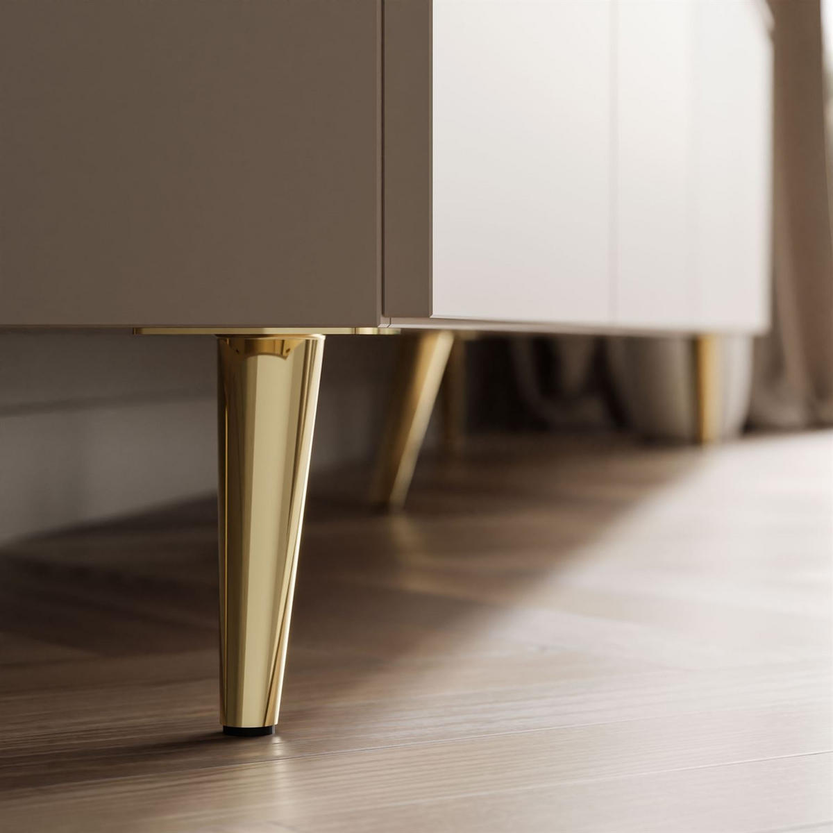 LOWBOARD TV-Schrank CELINE KASCHMIR 200 cm auf schrägen goldenen Chrom-Beinen - Kaschmir/Goldfarben, Holzwerkstoff/Metall (200/48/40cm) - Lookway