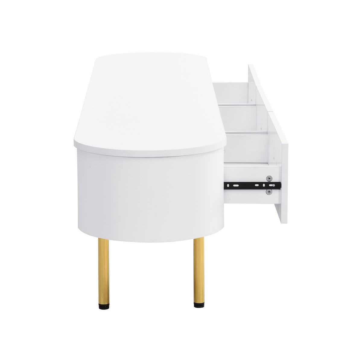 TV-SCHRANK 174/35/41 cm weiß MDF mit goldenen Griffen und zylindrischen Beinen - Weiß, Holzwerkstoff (174/41/35cm) - OKWISH