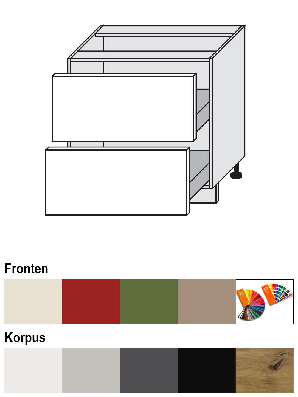 Thumbnail - Feldmann-Wohnen Schubladenunterschrank, Creme, Eiche Artisan, Holz, 2 Schubladen, Rechteckig, 80x82x50 cm, Küchen, Küche...