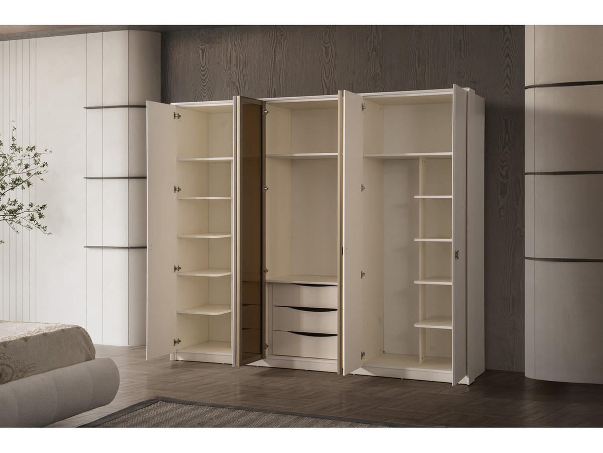 KLEIDERSCHRANK Eos 6 trg. - Beige, Holzwerkstoff (260/223/55cm)