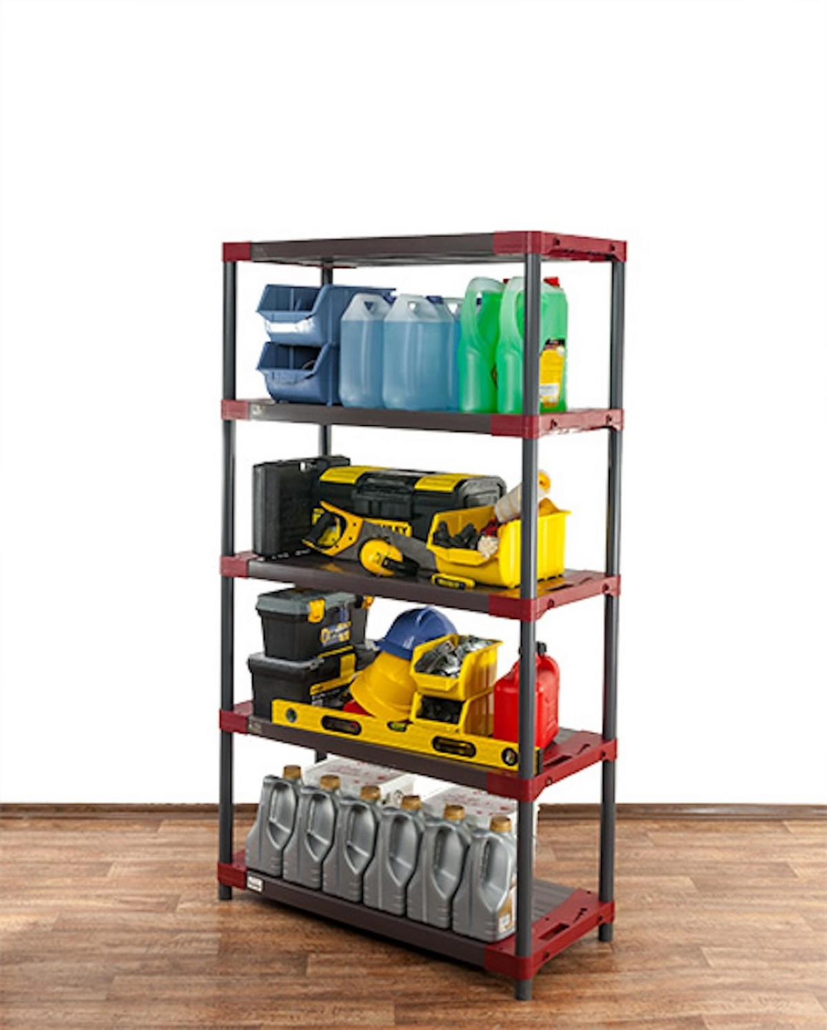 KUNSTSTOFFREGAL BIG GREY BEAR Tall 180x100x46cm Fachlast 160kg Grau-Rot - Rot, Kunststoff (100/180/46cm) - PROREGAL