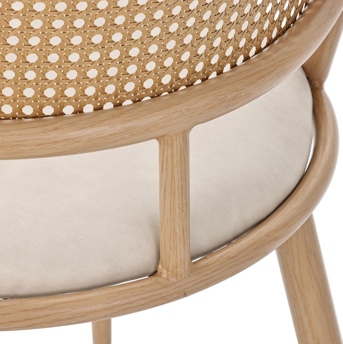 ESSZIMMERSTUHL 2er-Set mit PU-Sitz Rattan Beige - Beige, Holz (46/90/48cm) - Meubliv