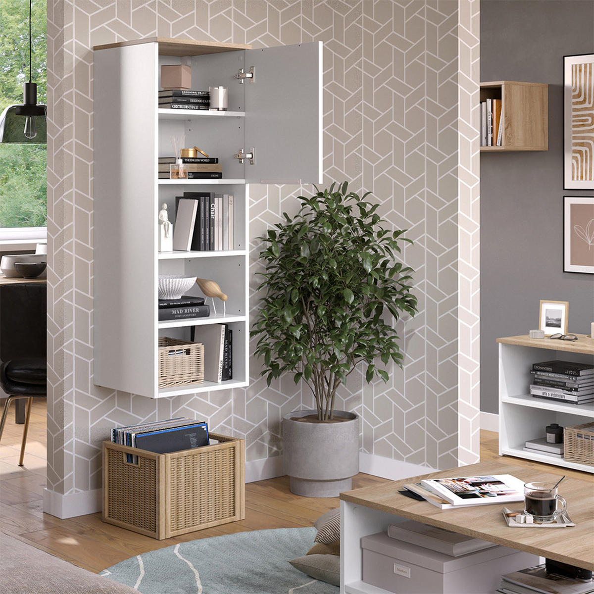 UNIVERZÁLNÍ SKŘÍŇ Wido Bílá/Sonoma - bílá, kompozitní dřevo (40.2/120/40cm) - Vicco