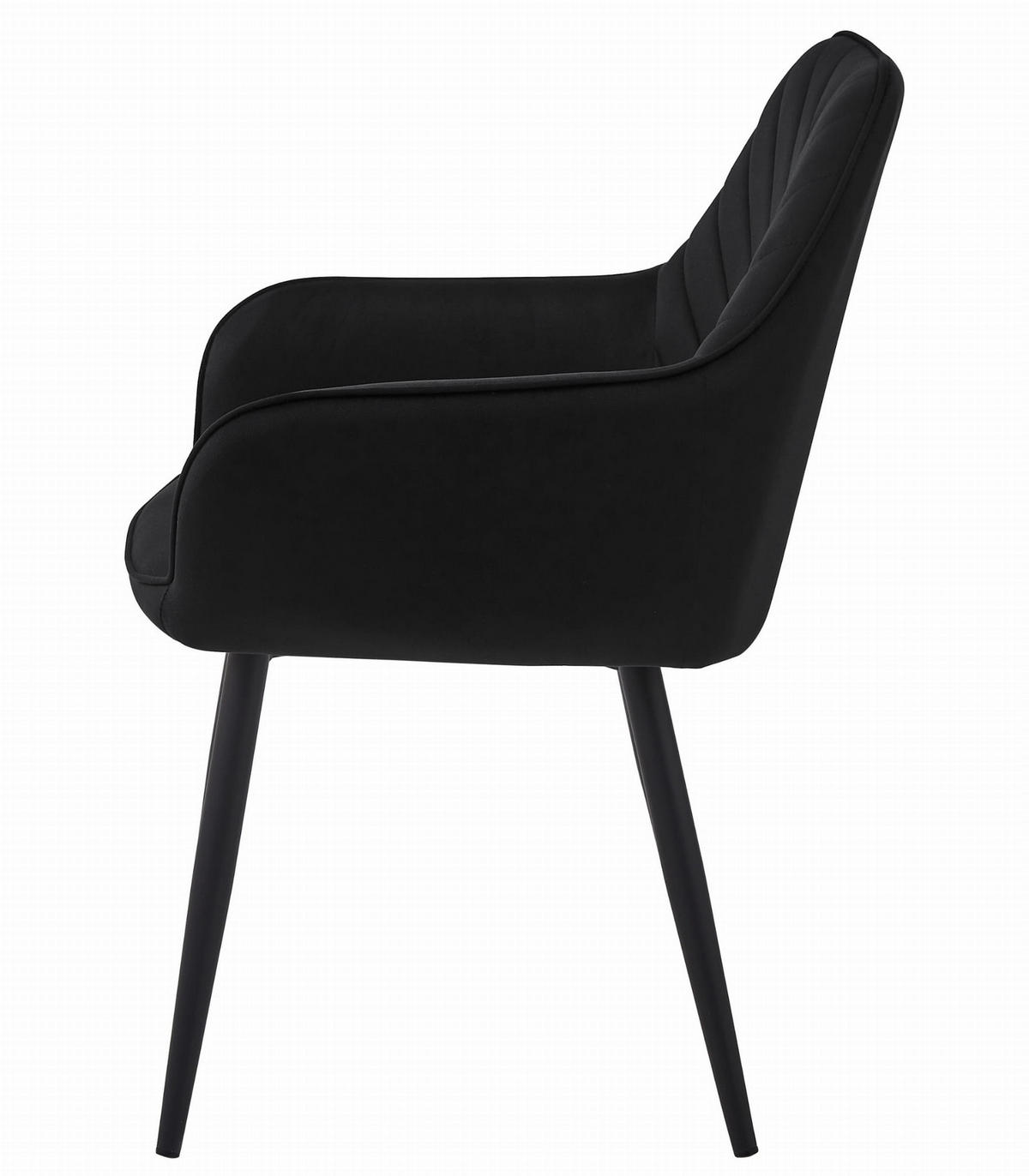 STUHL NEMI 4-er Set, Schwarz, Schwarz, mit Samtstoff gepolstert - Schwarz, Textil/Metall (54/84/61cm) - Komodee