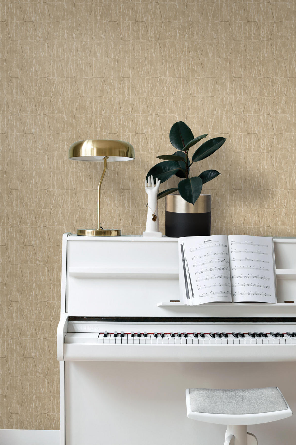 TAPETE grafische Linien 50 x 900 cm - Beige, Papier (50/900cm) - ESTAhome