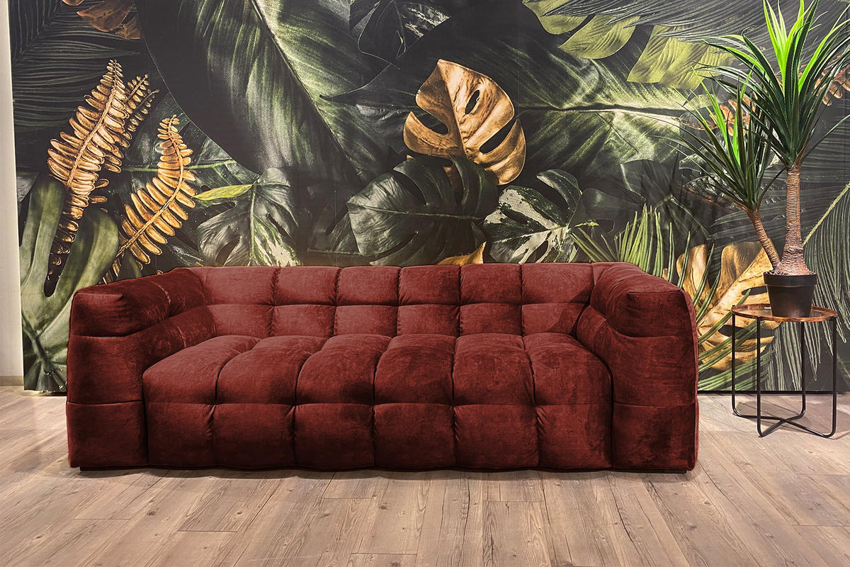 SOFA RIO Bordeaux Velvet - Bordeaux/Schwarz, Textil (207/68/105cm) - KAWOLA