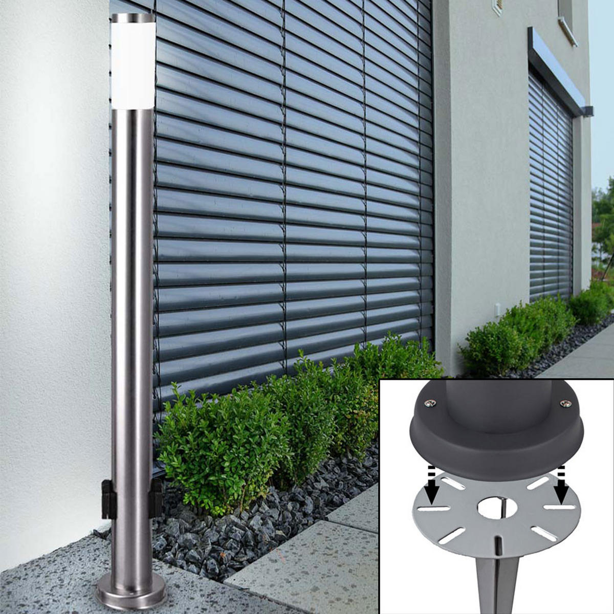 LED WEGELEUCHTE Edelstahl Silber - Silberfarben, Metall (7.6/7.6/110cm) - Globo Lighting