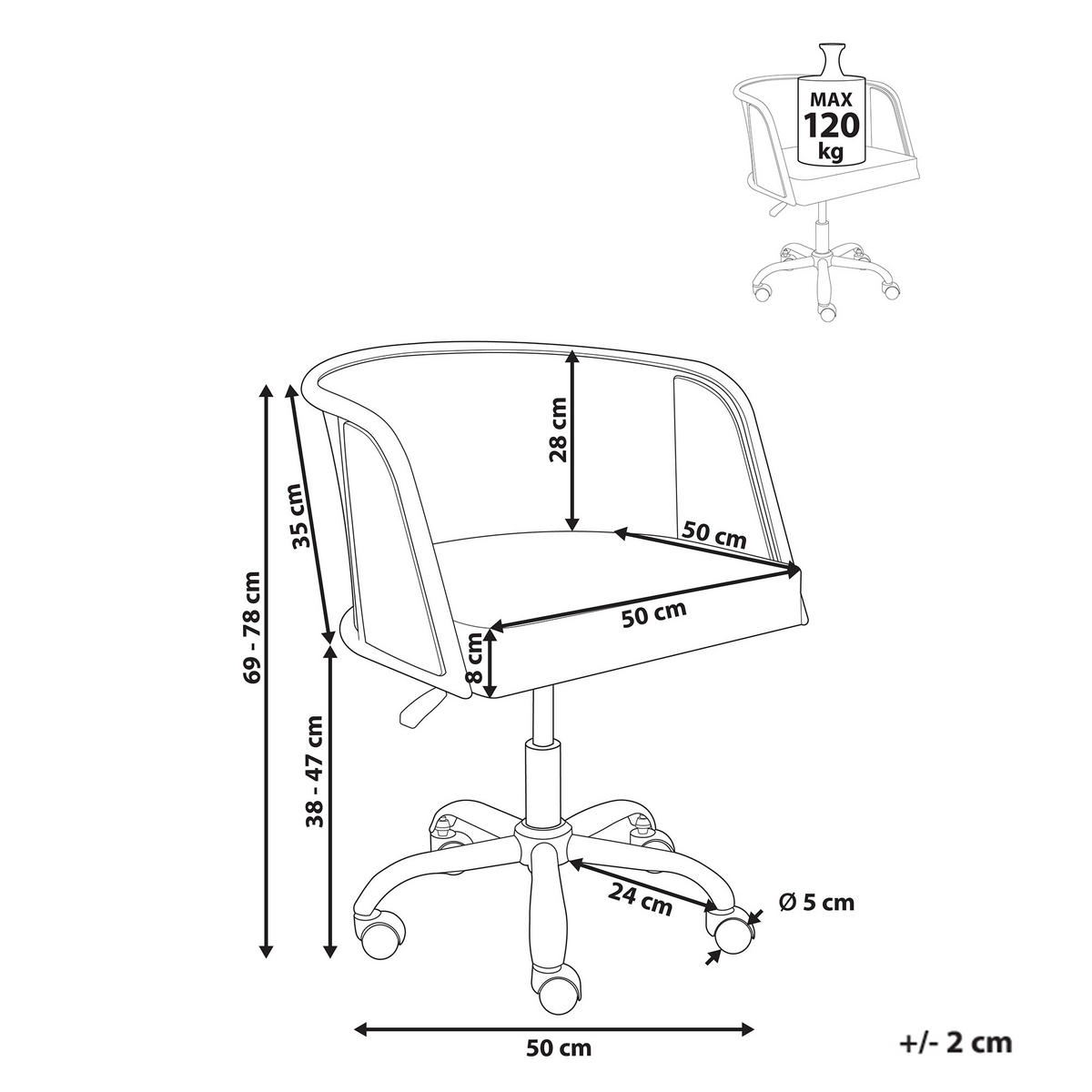 SCHREIBTISCHSTUHL Schwarz Elkhart - Silberfarben/Schwarz, Kunststoff (50/69/50cm) - Beliani