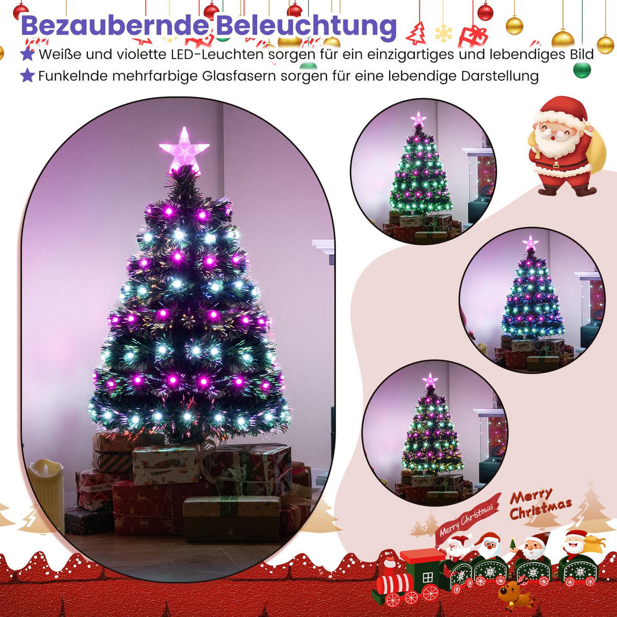WEIHNACHTSBAUM mit Beleuchtung 90 cm grün - Grün, Metall (90cm) - COSTWAY