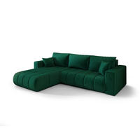 ROHOVÁ pohovka LARA PREMIUM levá zelená samet Monolith 37 - funkce spaní, úložný prostor - zelená barva, textil (280/175cm) - Cornero