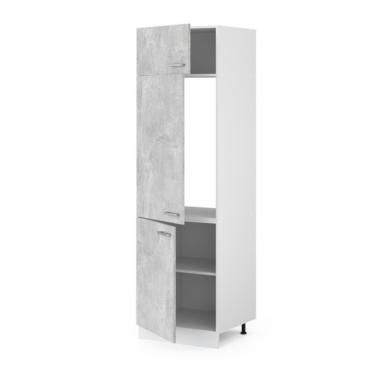 KÜHLUMBAUSCHRANK R-Line Beton 60 cm - Schieferfarben/Hellgrau, Holzwerkstoff (60/206.8/57.2cm) - Vicco