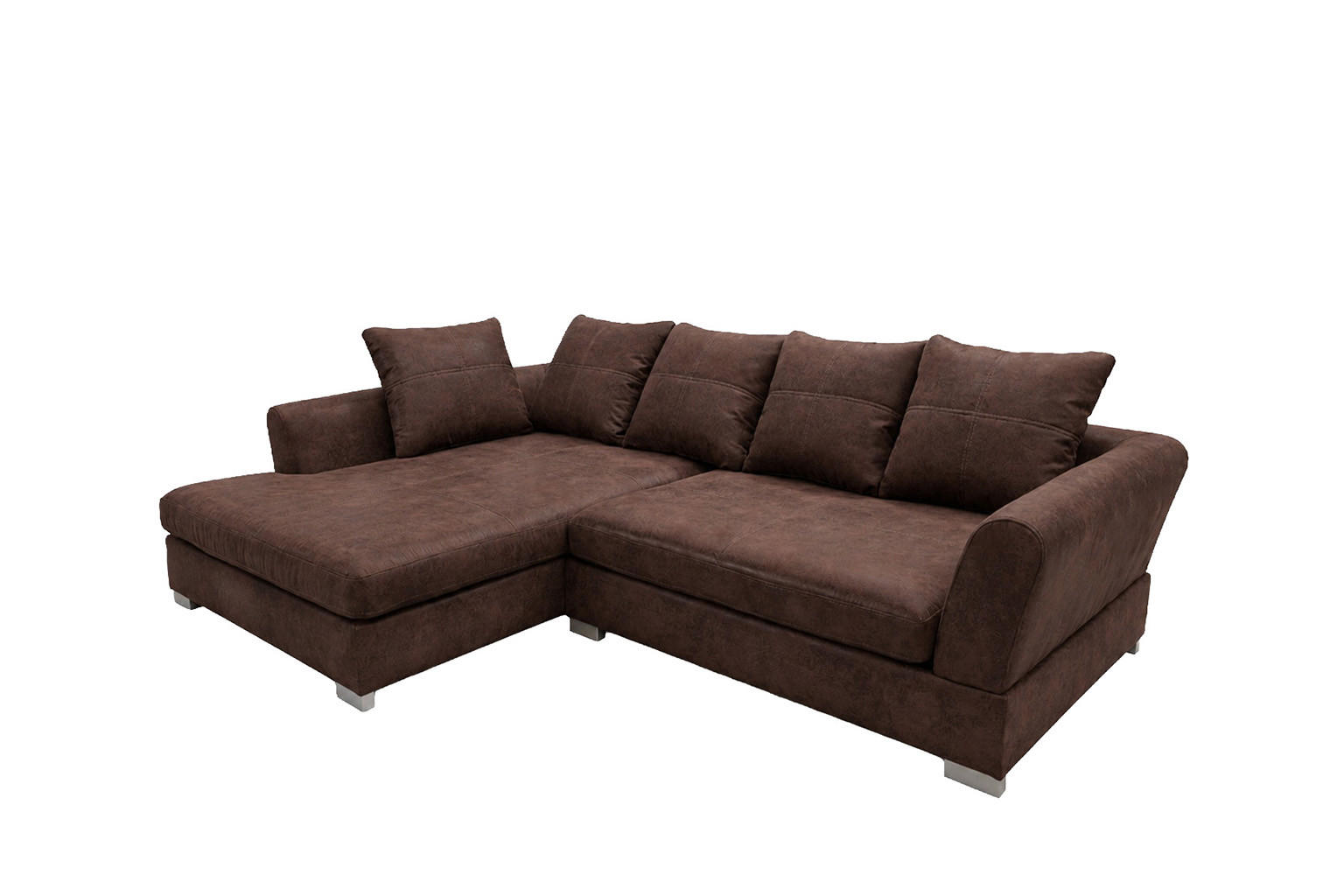 ECKSOFA L-Form, Möbelbezugsstoff Gobi, Dunkelbraun, Links, ANNA - Dunkelbraun, Holz (290/182cm) - Kaiser Möbel
