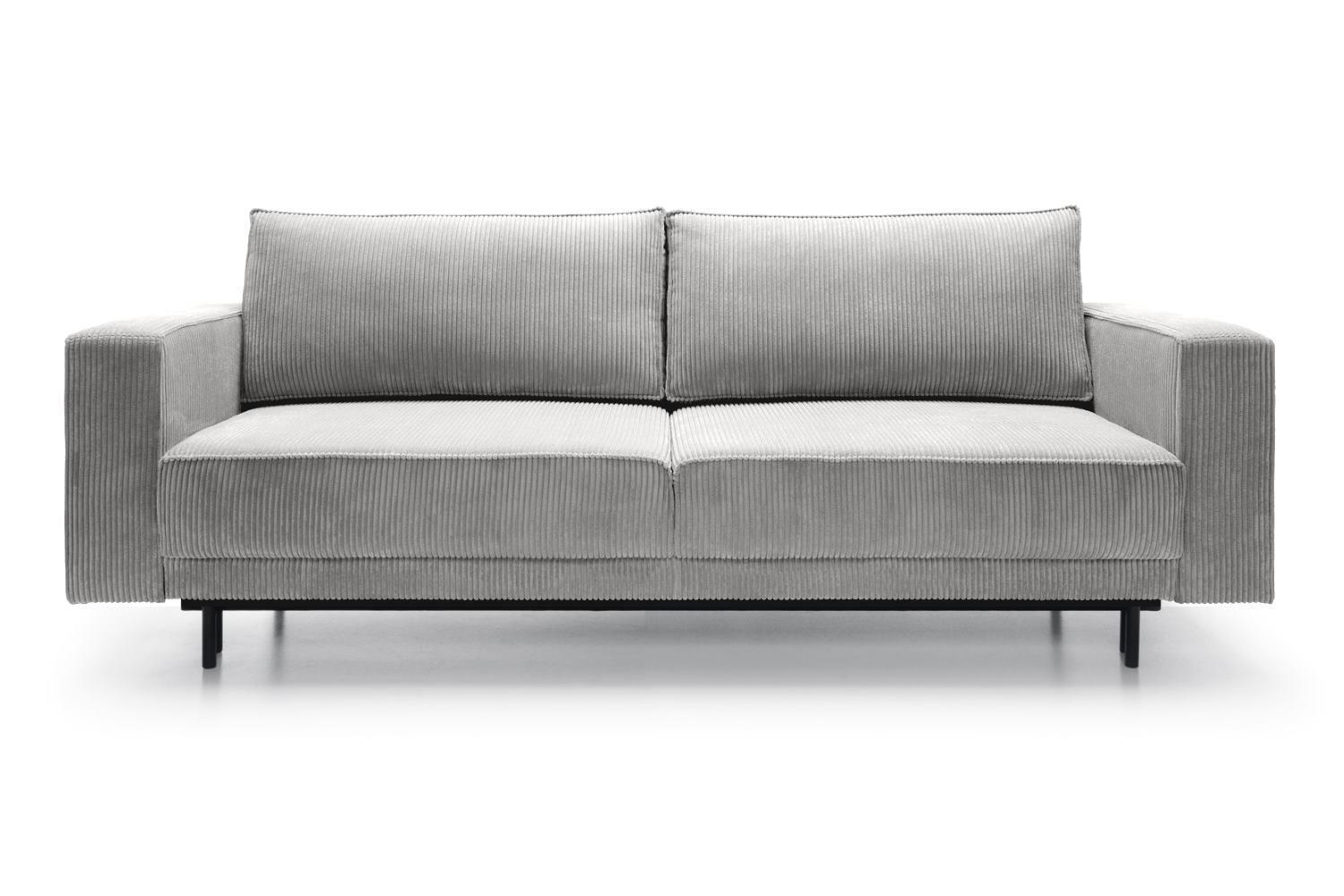 SCHLAFSOFA Rodario Hellgrau Cordbezug - Hellgrau/Schwarz, Textil/Metall (236/95/97cm) - Selsey