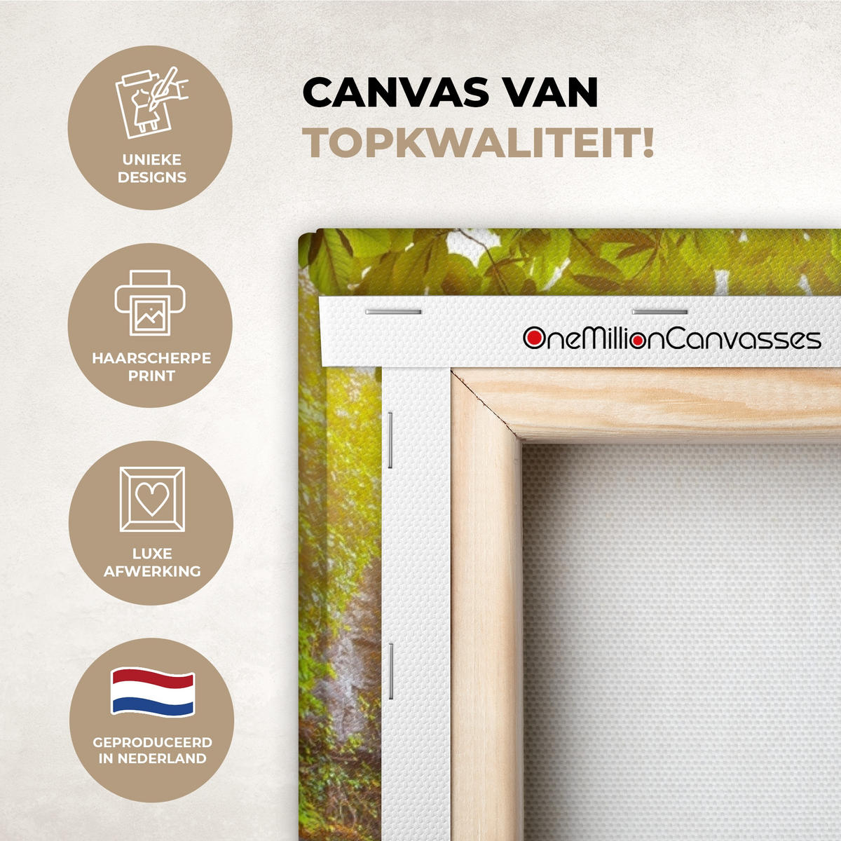 LEINWANDBILD Natur - Wasserfall - Pflanzen - Bäume - Sonne Wanddeko Schlafzimmer 60x90 cm - Olivgrün, Textil (60/90cm) - MuchoWow