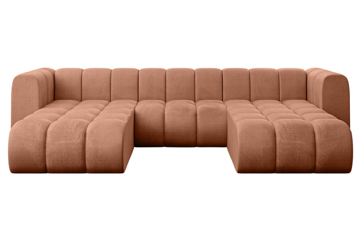 WOHNLANDSCHAFT modulares Sofa Joren-U1 - 319x177x70 cm Apricot - Koralle, Holzwerkstoff/Textil (319/70/177cm) - ALTDECOR