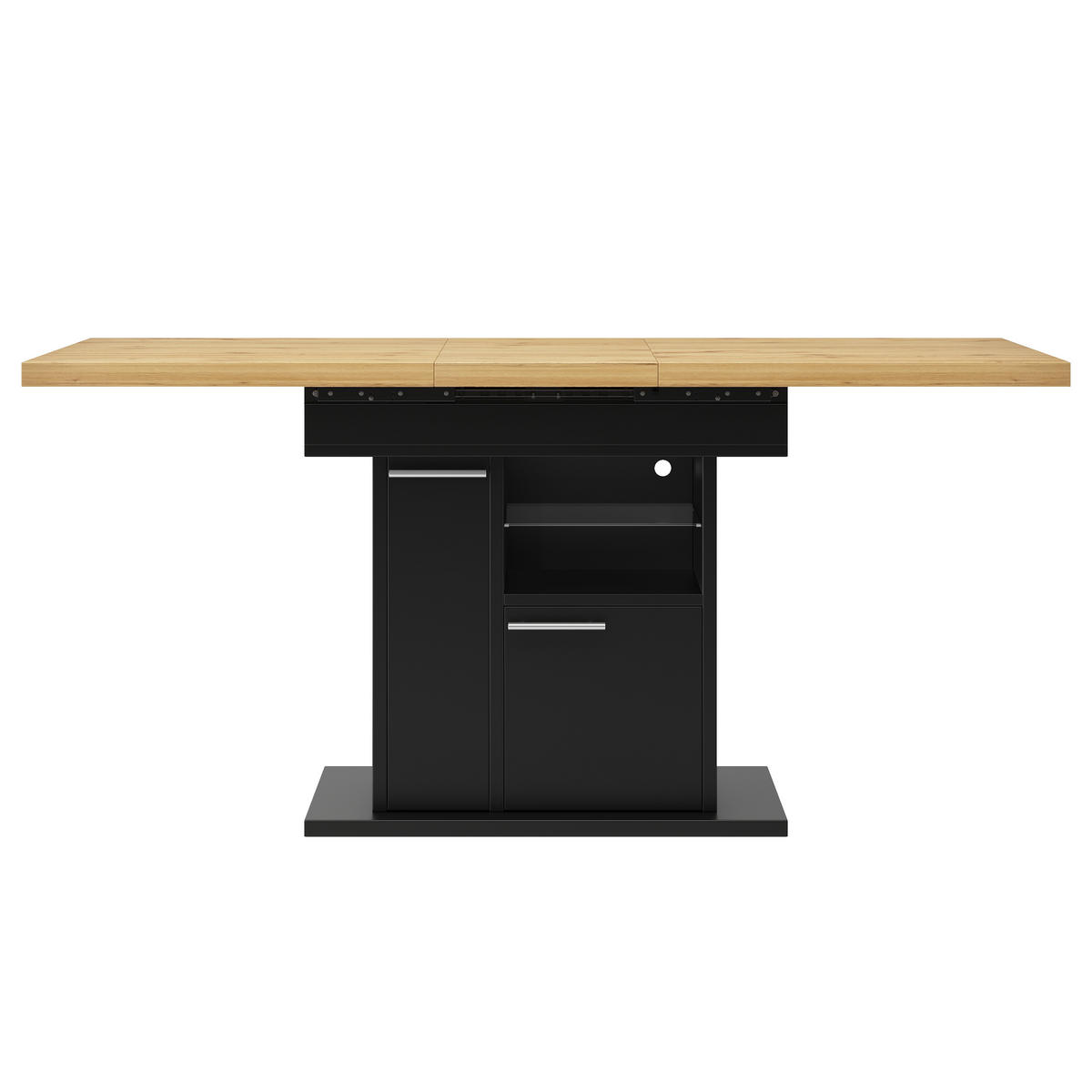 ESSTISCH Ausziehbar Stauraum LED Glasablagen Modern 4 6 Personen - Schwarz, Holzwerkstoff (80/140/77.2cm) - FLIEKS