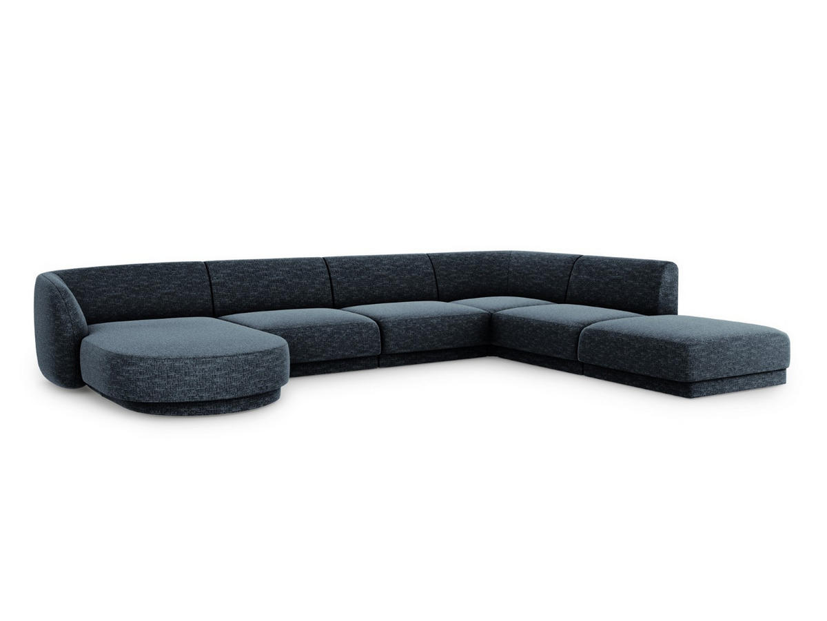 PANORAMASOFA rechts Miley aus Chenille-Stoff königsblau 6 Sitzplätze - Blau, Textil (255/70/330cm) - Micadoni