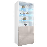 VITRINE Granada Sandgrau Hochglanz - Sandfarben, Holzwerkstoff (50/122.5/34.5cm) - Vladon