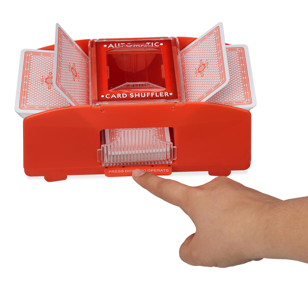 KARTENMISCHMASCHINE - Rot, Kunststoff (20.5/10.5cm) - Relaxdays