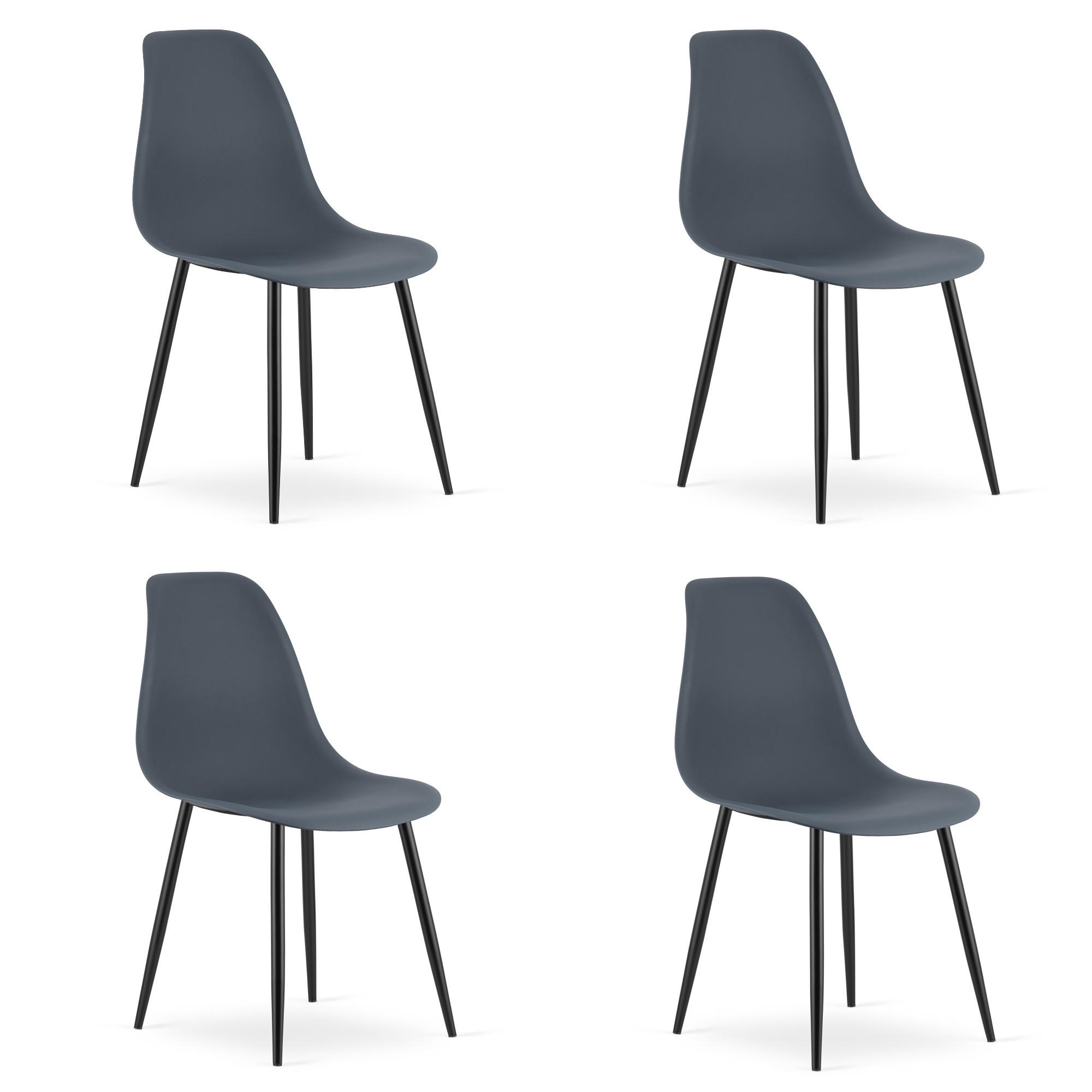 ESSZIMMERSTUHL 4-er Set KALEO Sitzfläche aus dunklem Schiefer, schwarze Beine - Schieferfarben/Schwarz, Kunststoff (46/84/51cm) - Valora
