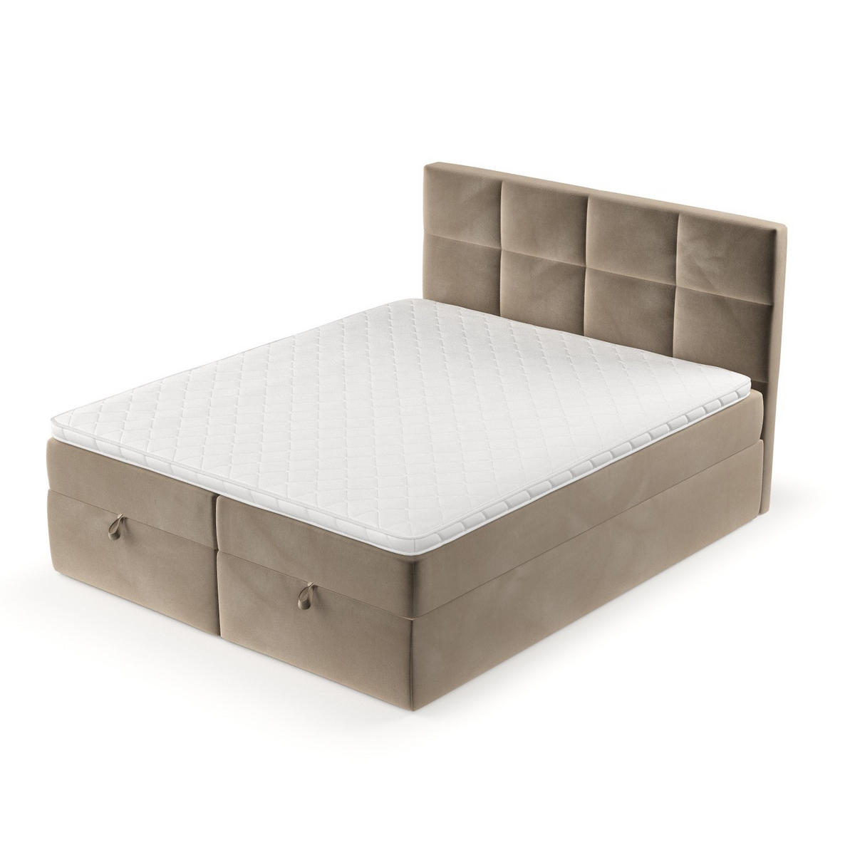 BOXBETT Velto 160/200 cm Taupe im Paros Stoff - Taupe/Schwarz, Holz/Holzwerkstoff (160/200cm) - AltaBeds