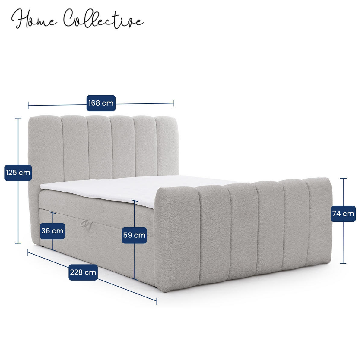 BOXBETT mit Topper und Stauraum 160x200 cm in Grau - Grau, Textil (160/200cm) - Home Collective