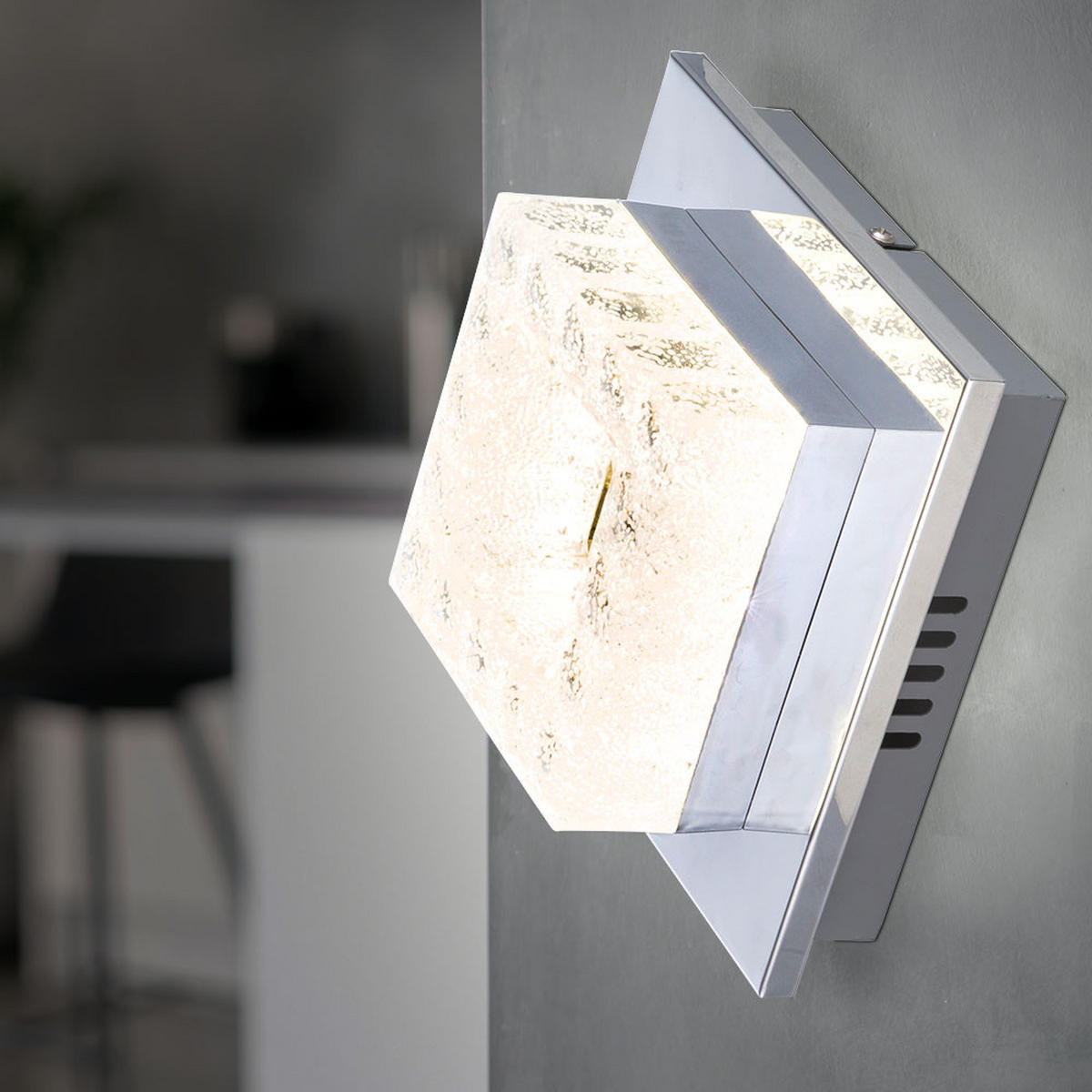 LED WANDLEUCHTE Chrom Kristalle Silber - Silberfarben, Metall (18/9.6/18cm) - Globo Lighting