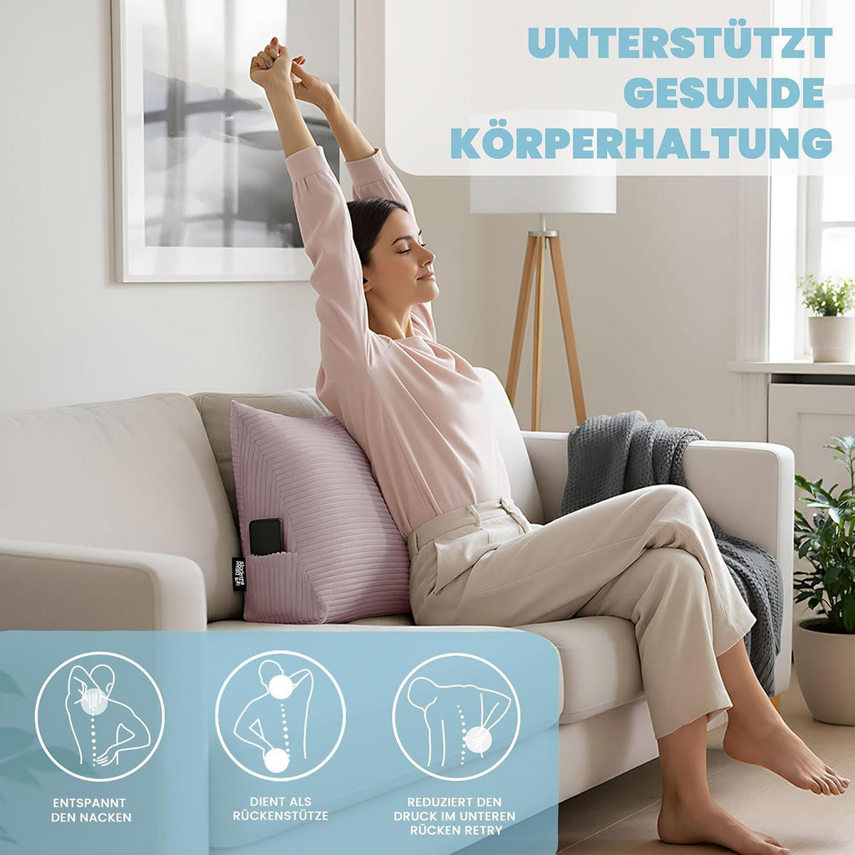 KEILKISSEN Silver Pink, 100/50/20 cm, Cord - Pink, Textil (100/20cm) - Dreamroots