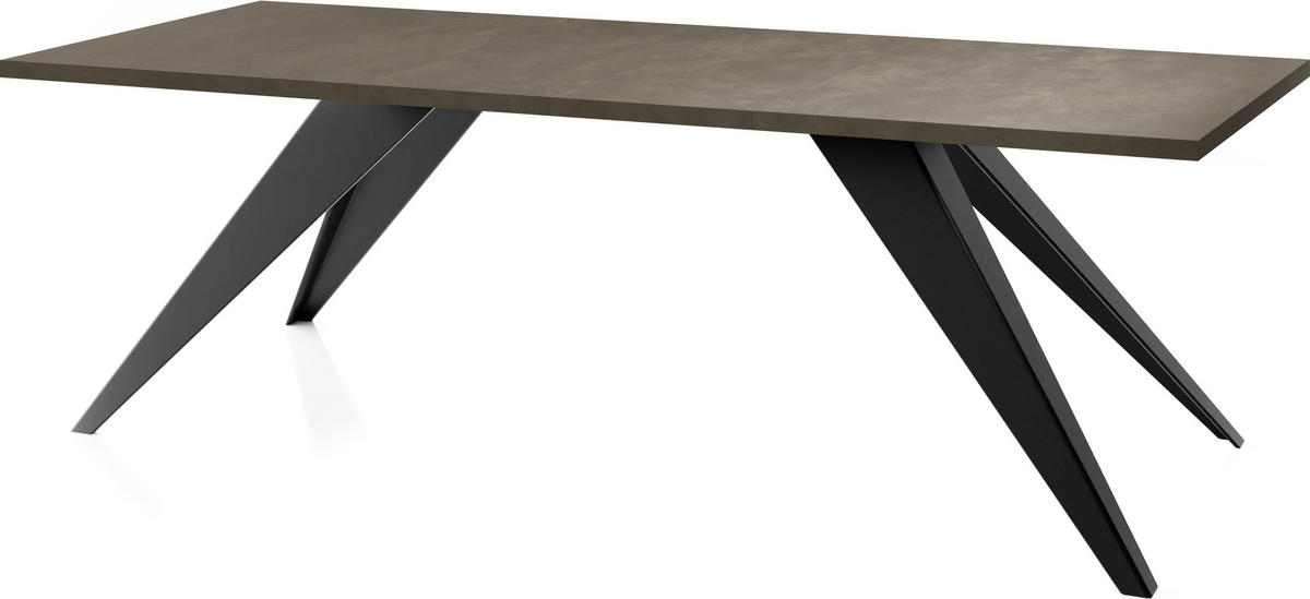 ESSTISCH Vance rechteckig ausziehbar, Dunkelgrauer Chicago Beton 160-260/90/76 cm - Dunkelgrau/Schwarz, Holzwerkstoff/Metall (160/90/76cm) - WFL GROUP