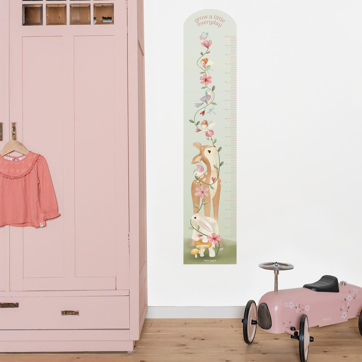 MESSLATTE Wandaufkleber auf Vliestapete Zaubertiere - Multicolor, Papier/Kunststoff (27.5/142cm) - Little Dutch