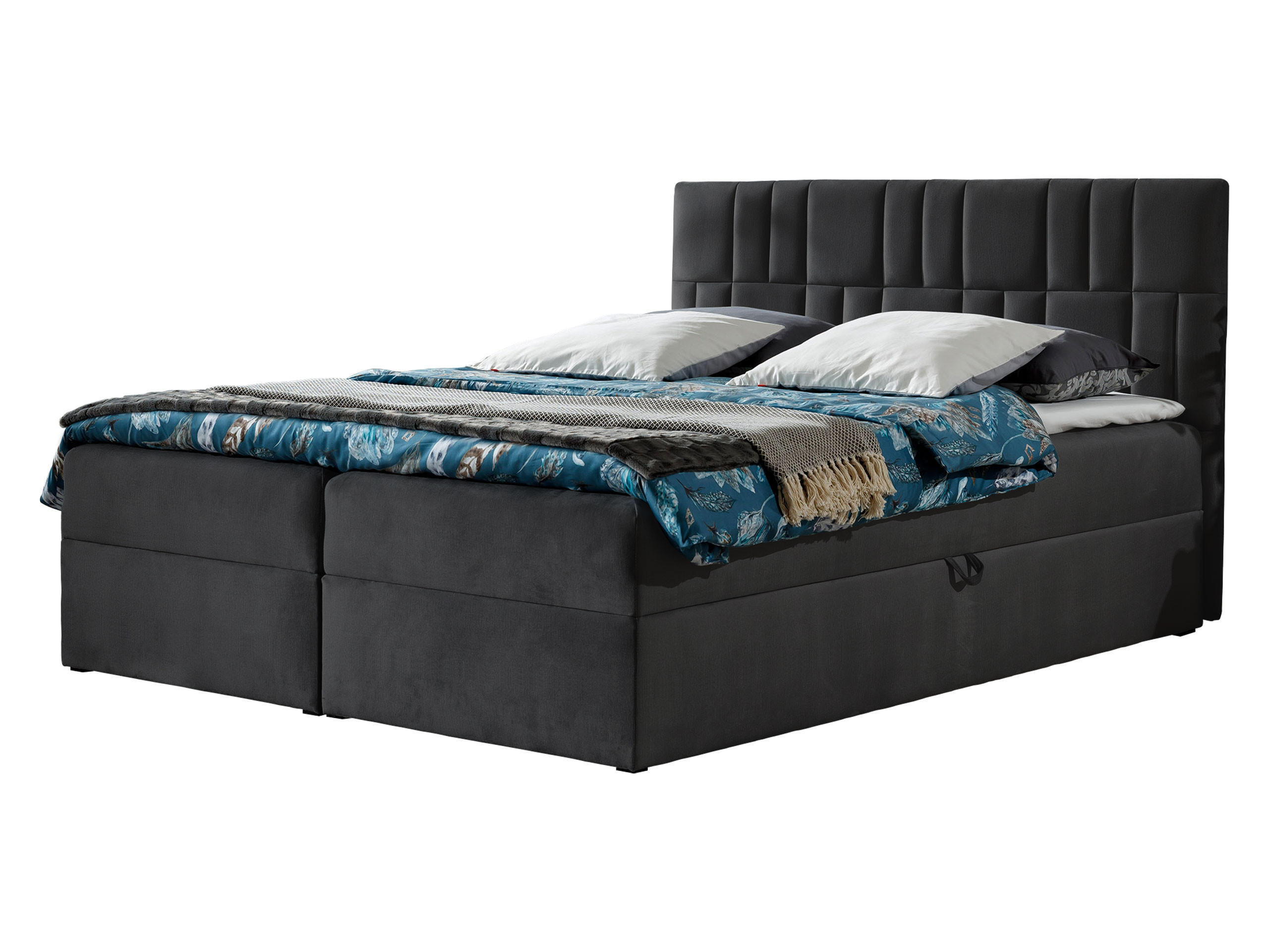 Mirjan24 Boxbett Dunkelgrau 160x200 cm