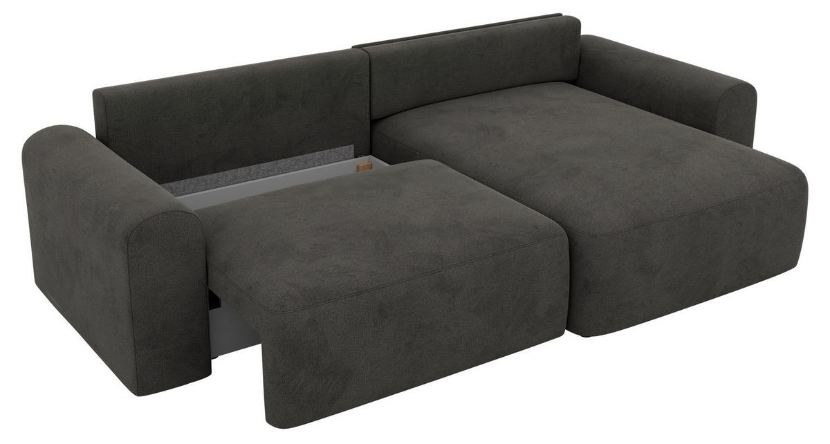 ECKSOFA NEKSON L - Dunkelgrau Velvet - Dunkelgrau/Schwarz, Kunststoff/Textil (274/152cm) - MKS