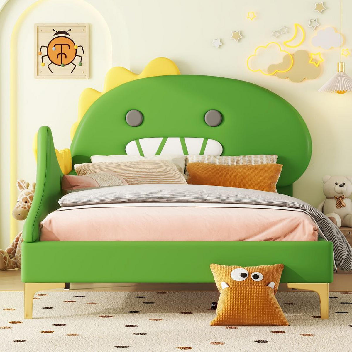 KINDERBETT 90/200 cm in Grün - Grün, Holz/Textil (90/200cm) - KOMHTOM