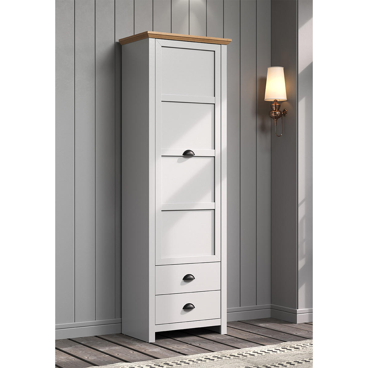 GARDEROBENSCHRANK Landside Grau - Grau, Holzwerkstoff (65/201/41cm) - ebuy24