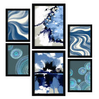 POSTER Set Mit 6 Blau Alte Koffer In Kulissen Abstracts Ästhetische Dekorative Gemälde Für Ihr Wohnzimmer Zuhause A3 & A4 Schwarzer Rahmen - Schwarz, Papier (29/3cm) - Nacnic